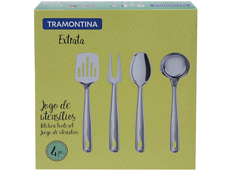 Jogo de Utensílios Tramontina Inox 4 Peças - Extrata 66815/710